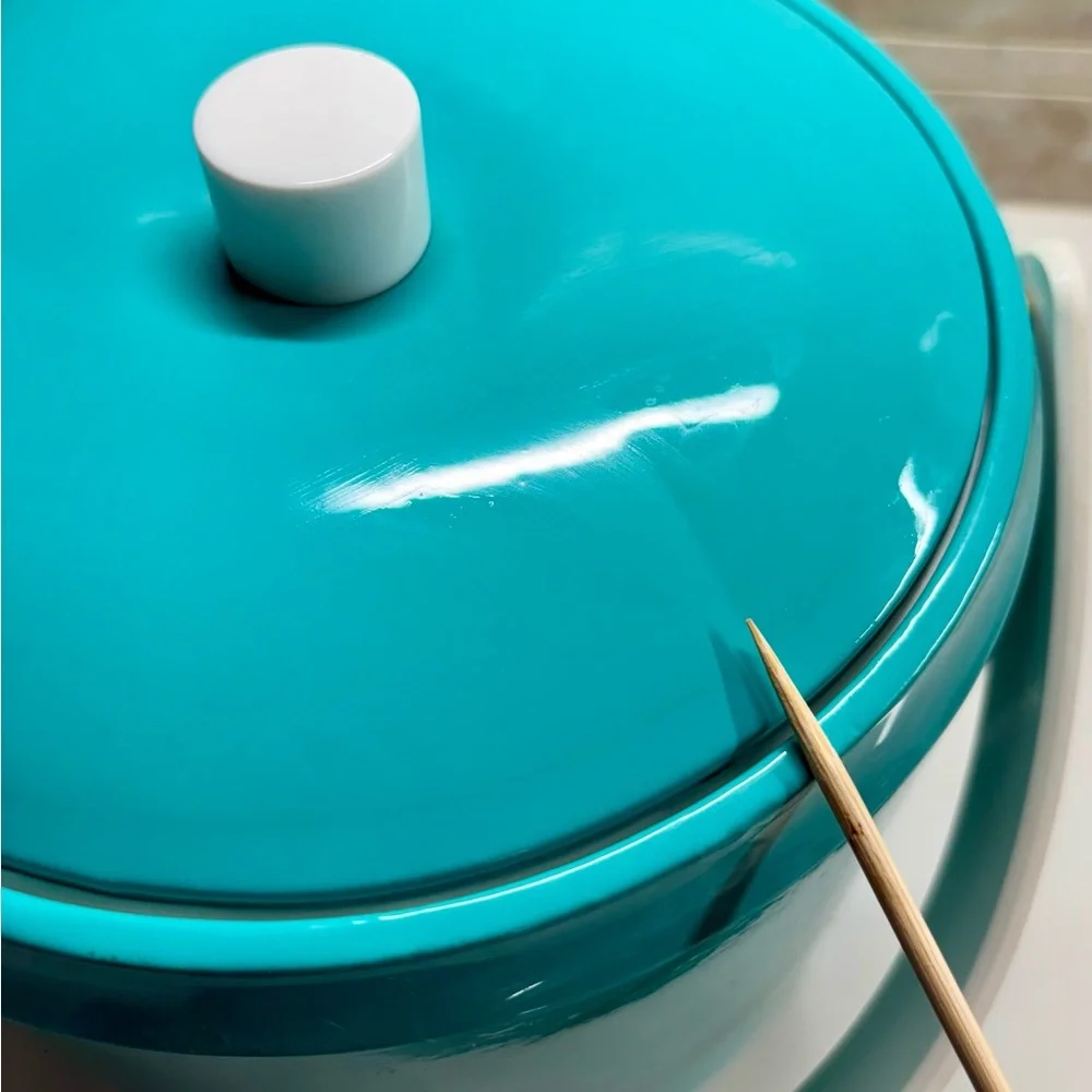 Mid Century Modern Turquoise Tiffany Blue Plastic Ice Bucket with Lid and Handle